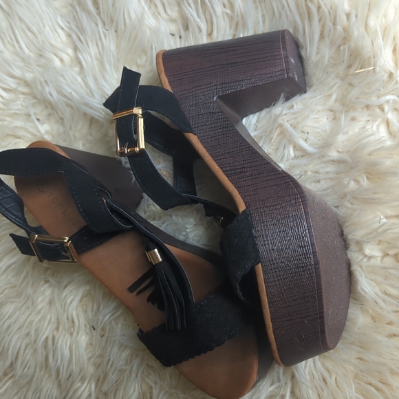 Top Moda Ferry-36 Women's Tassel Braided T-Strap Platform Clog Sandals 8M - Picture 2 of 8